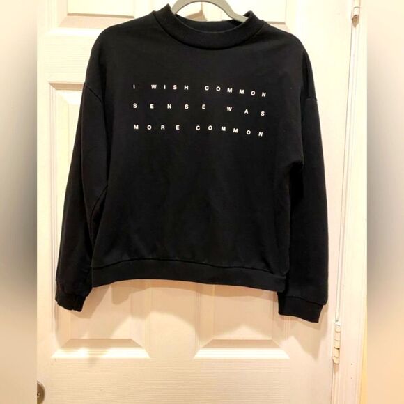 Forever 21 Sweater ( I wish common sense was more common), women's sz M. Black. - Picture 1 of 3